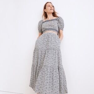 Madewell Button front tiered maxi skirt in Florentine Floral Cotton Set XS